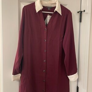 French Connection Bordeaux Shirt with Cream Collar